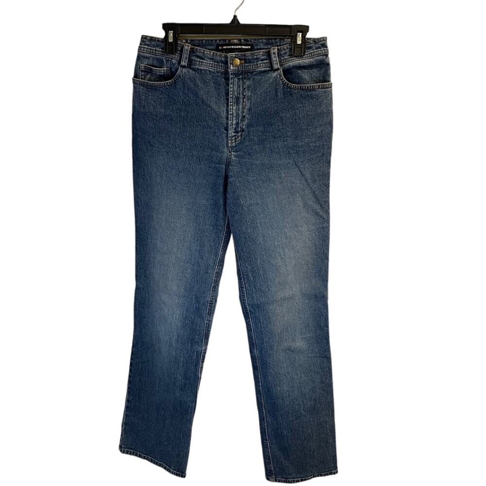 Ellen Tracy Company Women's Mid Rise Straight Leg Jeans Denim Blue size 8